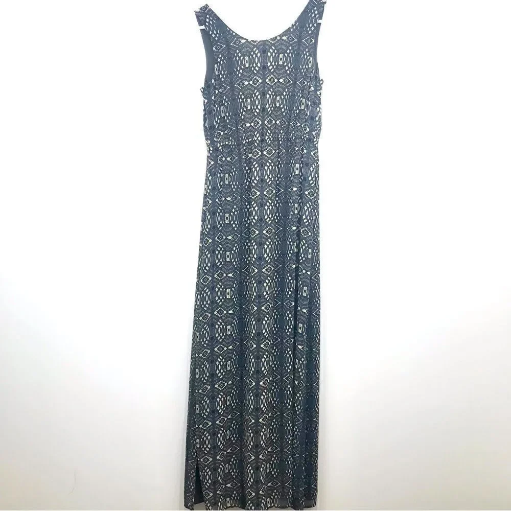 Madewell Blue Gray Geometric Lace Pattern Sleeveless Maxi Dress - Picture 7 of 14